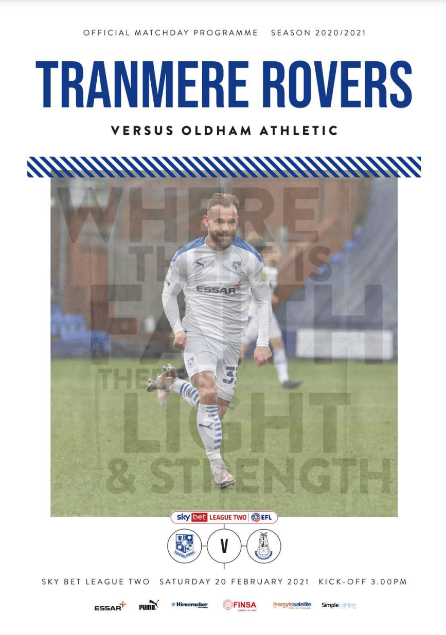 Tranmere Rovers v Oldham Athletic match programme